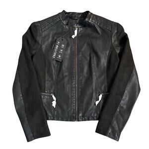LA Coalition Moto Style Jacket Crop Vegan Leather Black Size Large Women’s PETA